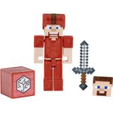 Minecraft Earth 3.25" Steve Em Figura De Couro Vermelho