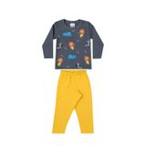 Pijama Bebê Masculino Moletom Flanelado Quentinho - P - Cinza Escuro