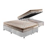 Cama Box Bau Queen Colchao Molas Ensacadas Paropas Masterpocket Eco Linho Base Crc Rustico White 158x198