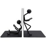 Agirlgle Bookends Livro Decorativo Termina Metal Black Heavy Duty Man Bookend Studious Reading Book End Estante De Decoração Para Quarto Biblioteca E