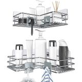 Nieifi Adhesive Corner Shower Caddy Shelf Basket Rack Com Ganchos, Rust Proof Inoxidável Aço Inoxidável Suporte De Shampoo De Prateleira De Banheiro