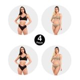 Kit 4 Conjunto Imi Lingerie Básico Com Bojo Em Microfibra Stilo