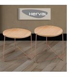 Conjunto 2 Mesas De Apoio Herval Jordan, Redondas, Jequitibá