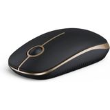 Mouse Sem Fio, Vssoplor 2.4g Slim Portátil Computer Mouse Com Nano Receiver Para Notebook, Pc, Laptop, Preto-computador E Ouro