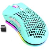 Mouse De Jogos Leve, Honeycomb Design Recarregável Mouse De Jogo Sem Fio Com Usb Receiver Rgb Backlight Computer Mouse Para Laptop Pc (cyan)