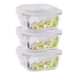 Conjunto 3 Potes De Vidro 520ml Hermético 4 Travas Marmita