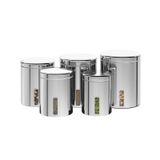 Conjunto 5 Potes Para Mantimentos Inox Com Visor Brinox