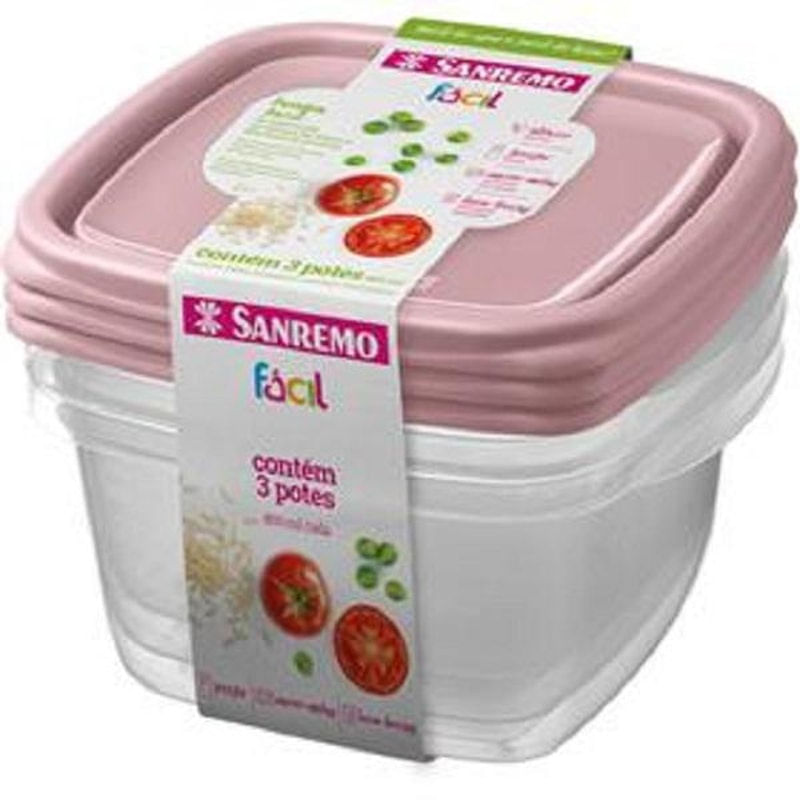 Pote Plastico Conjunto 3 Potes Facil 800ml Sanremo