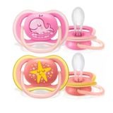 Chupeta Avent Ultra Air Dupla- Rosa Decorada-6-18m