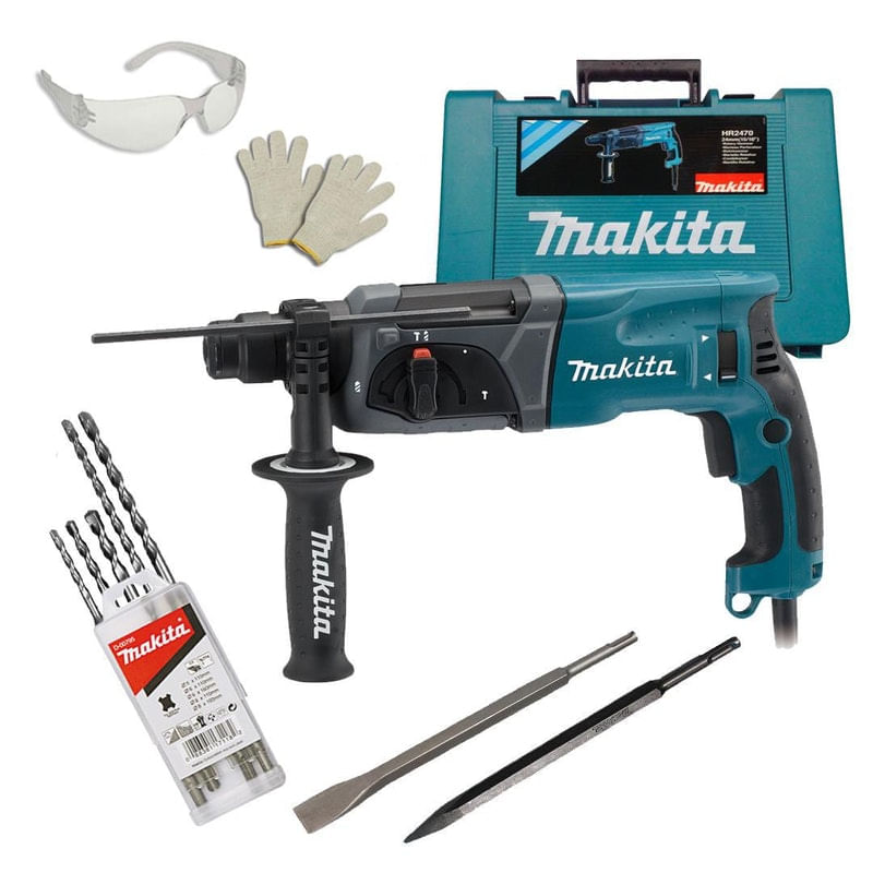 Martelete Combinado Hr2470 Sds 800w Makita + Acessórios 110v