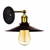 Arandela Industrial Vintage Nordic Loft Preto Com Dourado