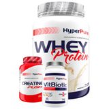 Kit Whey Protein 900g + Creatina 100g + Vit Biotic 90 Cáps