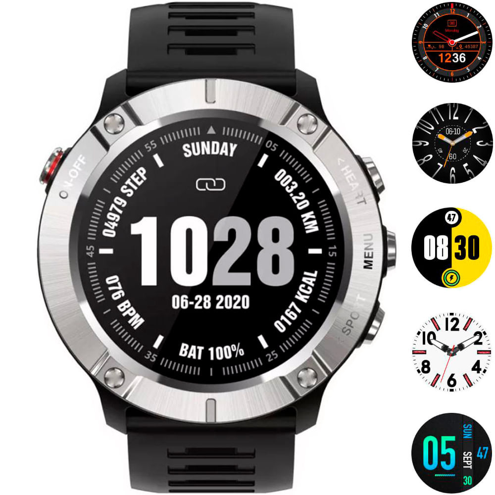 Relógio Smartwatch Masculino Shock Militar SportsZeus Preto Prata