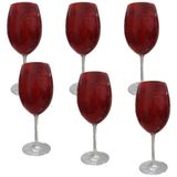 Conjunto 6 Taças De Vinho Cristal 580ml 23,5cm Vermelho