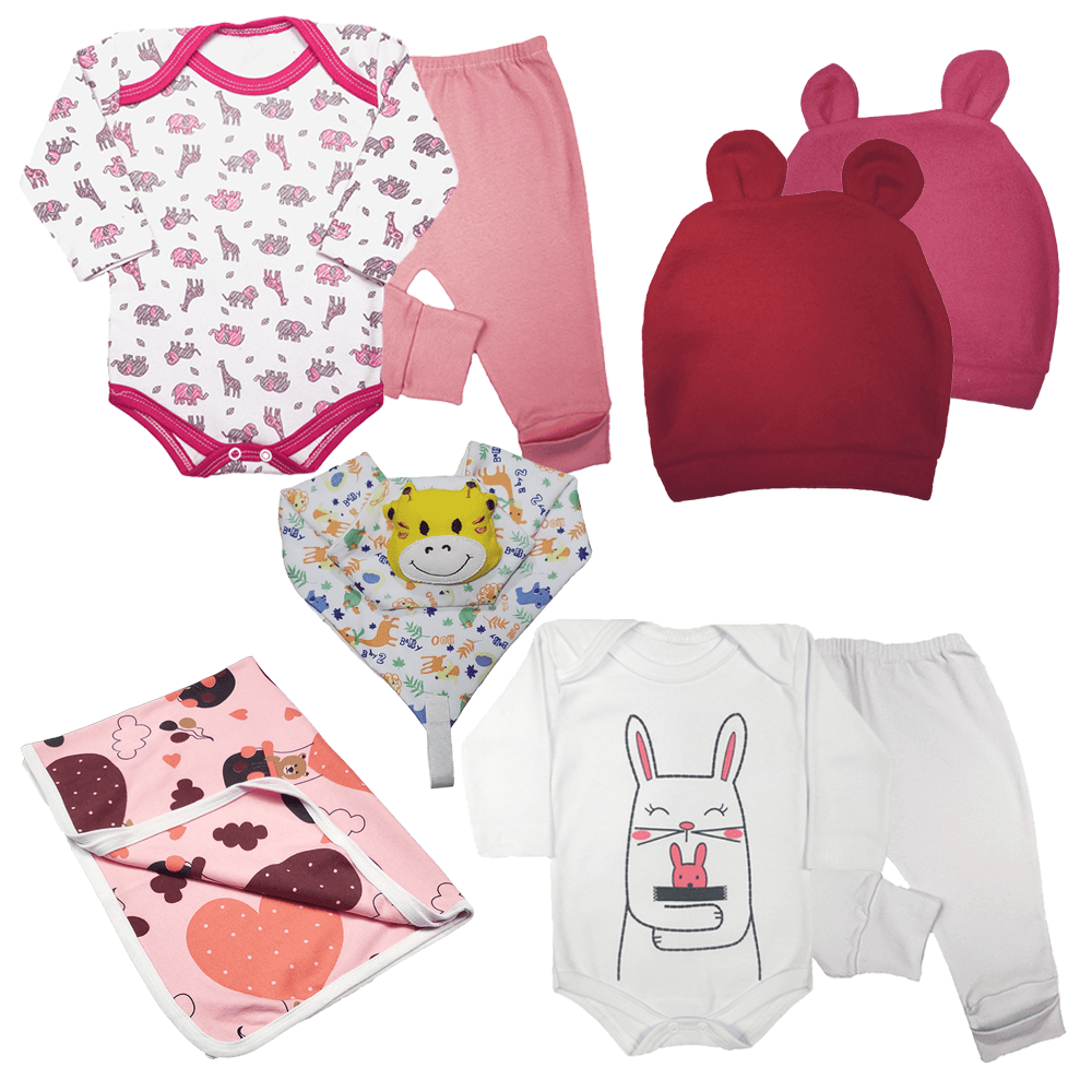 Roupa De Bebe Kit Lindo Para Presente Mijão Calça Touca Body