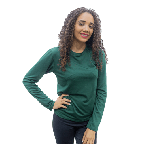 Camisa De Proteção Uv Verde Escuro Feminina (poliéster)
