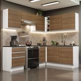 Cozinha Completa De Canto 100% Mdf Madesa Acordes 409001 Com Armário E Balcão - Branco/rustic