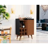 Aparador Buffet Adega Bar 1 Porta 6 Garrafas Saint Cor Preto Com Freijo - Comprar Moveis Em Casa