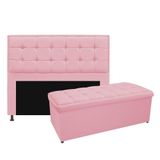 Cabeceira E Calçadeira Copenhague 195cm King Size Rosa Bebê