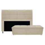 Cabeceira E Calçadeira Munique 195 Cm King Size Suede Bege