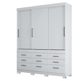 Guarda Roupa Casal 3 Portas 9 Gavetas Click 3.9 Branco - Santos Andirá