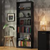 Estante Livreiro Madesa 6908 Com 6 Nichos - Preto