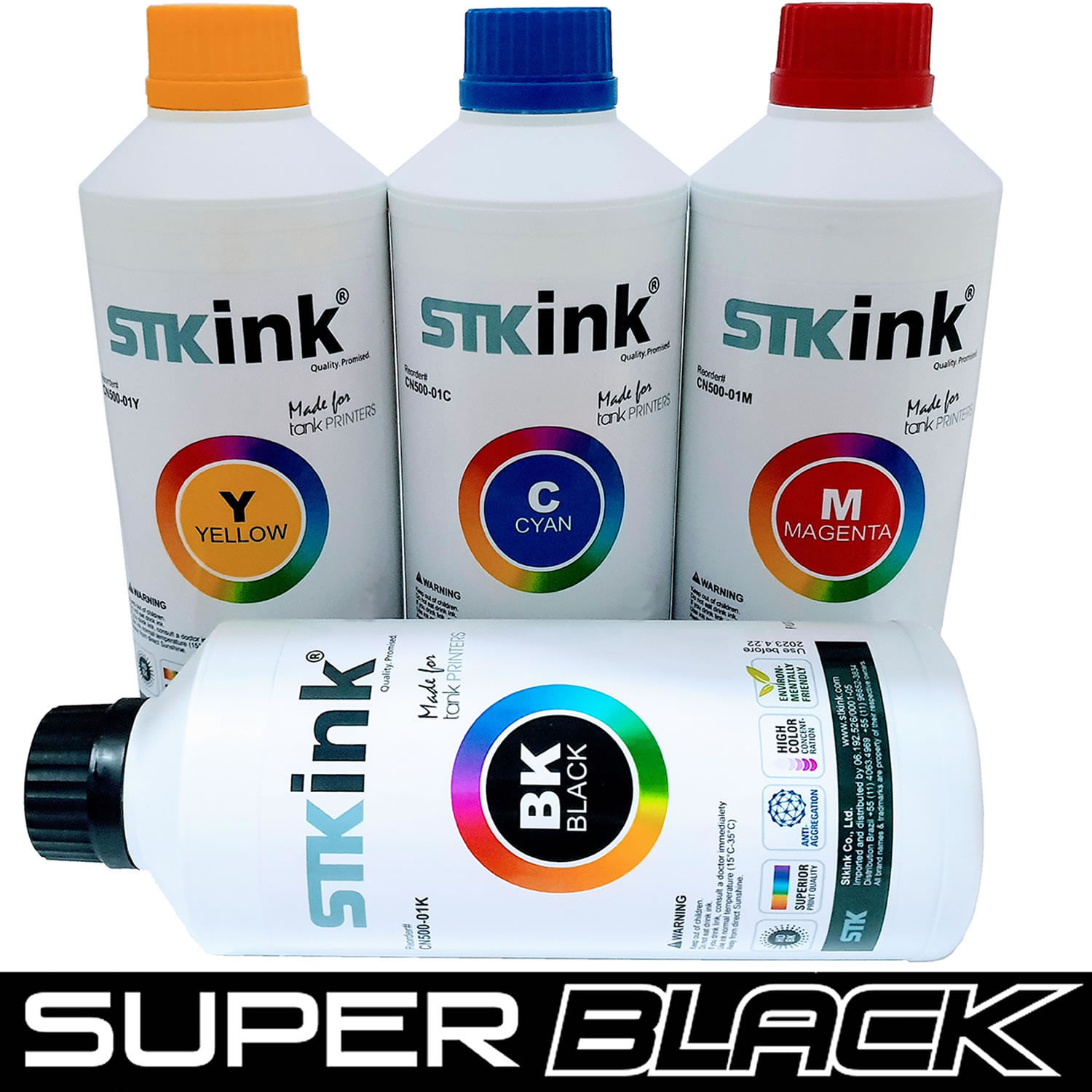 1 Litro K + 3 X 500ml Tinta  Stk L110 Refil T664 P/ Impressora Epson 664 Ecotank