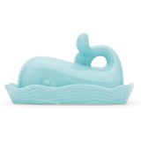 Prato De Manteiga De Cerâmica Fox Run Whale Com Tampa, 7", Aqua Blue