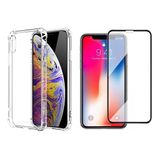 Capinha Antichoque e Película Vidro 5D Preta Iphone XS