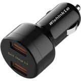 Carregador De Carro Wishinkle, Mini 36w Dual Usb Qc 3.0 Portas Adaptador Carregador Rápido Compatível Com Iphone 12/11 Pro/xr/xs/max/x/7/6s,ipad Pro/