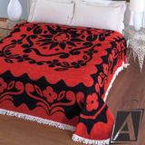 Colcha Chenille Jolitex Casal Florida Vermelho E Preto