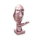 Máscara Sopro Decorativa Rosa Fosco Em Cerâmica 35x16x20 Cm - D'rossi