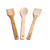 Conjunto Com 3 Peças De Colheres De Bambu Para Cozinha