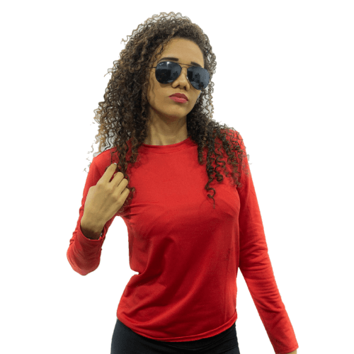 Camisa De Proteção Uv Vermelho Feminina (poliéster)