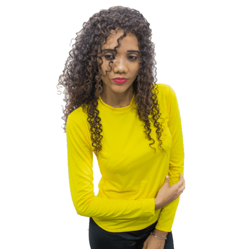 Camisa De Proteção Uv Amarelo Feminina (poliéster)