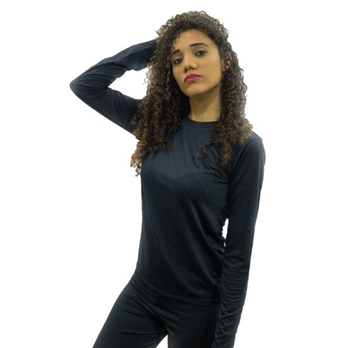 Camisa De Proteção Uv Preto Feminina (poliéster)