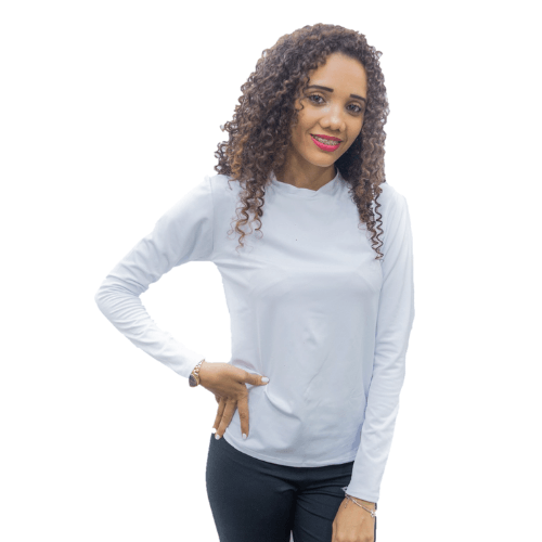 Camisa De Proteção Uv Branco Feminina (poliéster)