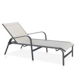 Espreguiçadeira Para Piscina, Área Externa, Jardim, Varanda Em Alumínio - Grafite E Tela Sling Cinza