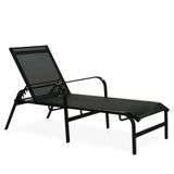Espreguiçadeira Para Piscina, Área Externa, Jardim, Varanda Em Alumínio - Preto E Tela Sling Preto