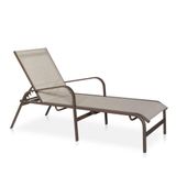Espreguiçadeira Para Piscina, Área Externa, Jardim, Varanda - Marrom E Tela Sling Café Com Leite