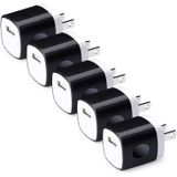 Carregador De Parede Usb, Hootek Usb Plug 5pack 1a/5v Usb Wall Charger Box Charging Block Cube Brick Compatível Iphone 12 11 Xs X 8 Plus, Ipad, Samsu