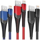 Carregador De Iphone, Cabo Lightning 3pack 6ft Nylon Trançado Cabo Carregador Rápido Do Iphone Compatível Com Iphone 11 Pro Max Xs Xr X 8 7 6 Plus 5,