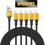 5pack Iphone Carregador Cabo 3ft Premium Lightning Cable Cabo Usb Cabo De Carregamento Compatível Com Iphone 11 Xs Max Xr X 8 Plus 7 Plus 6 5s Plus S