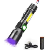 Lanterna Uv Spriak, Lanterna Usb Recarregável E Magnética, 3 Em 1 Tocha Led Led Black Light &amp, 1000lm T6 Com Clipe, Luz De Trabalho Cob, Zoom, Res