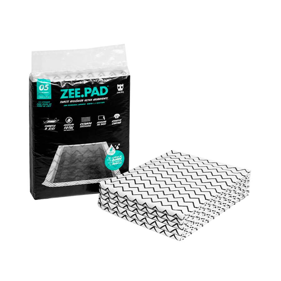 Tapete Higiênico Zee.pad Preto Para Cães Com 5 Unidades Zee.dog