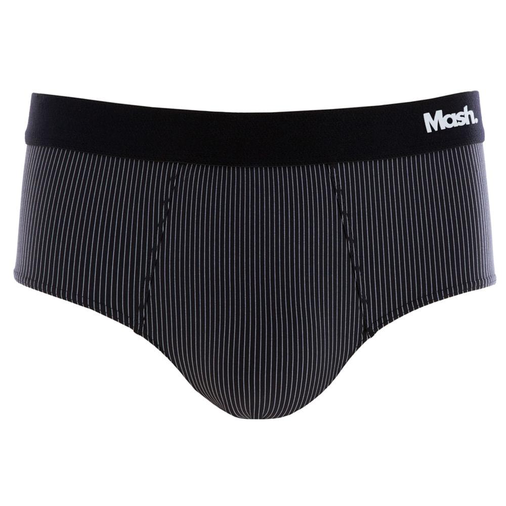 Cueca Slip Risca De Giz Mash Masculina Microfibra Elástico Preto Gg