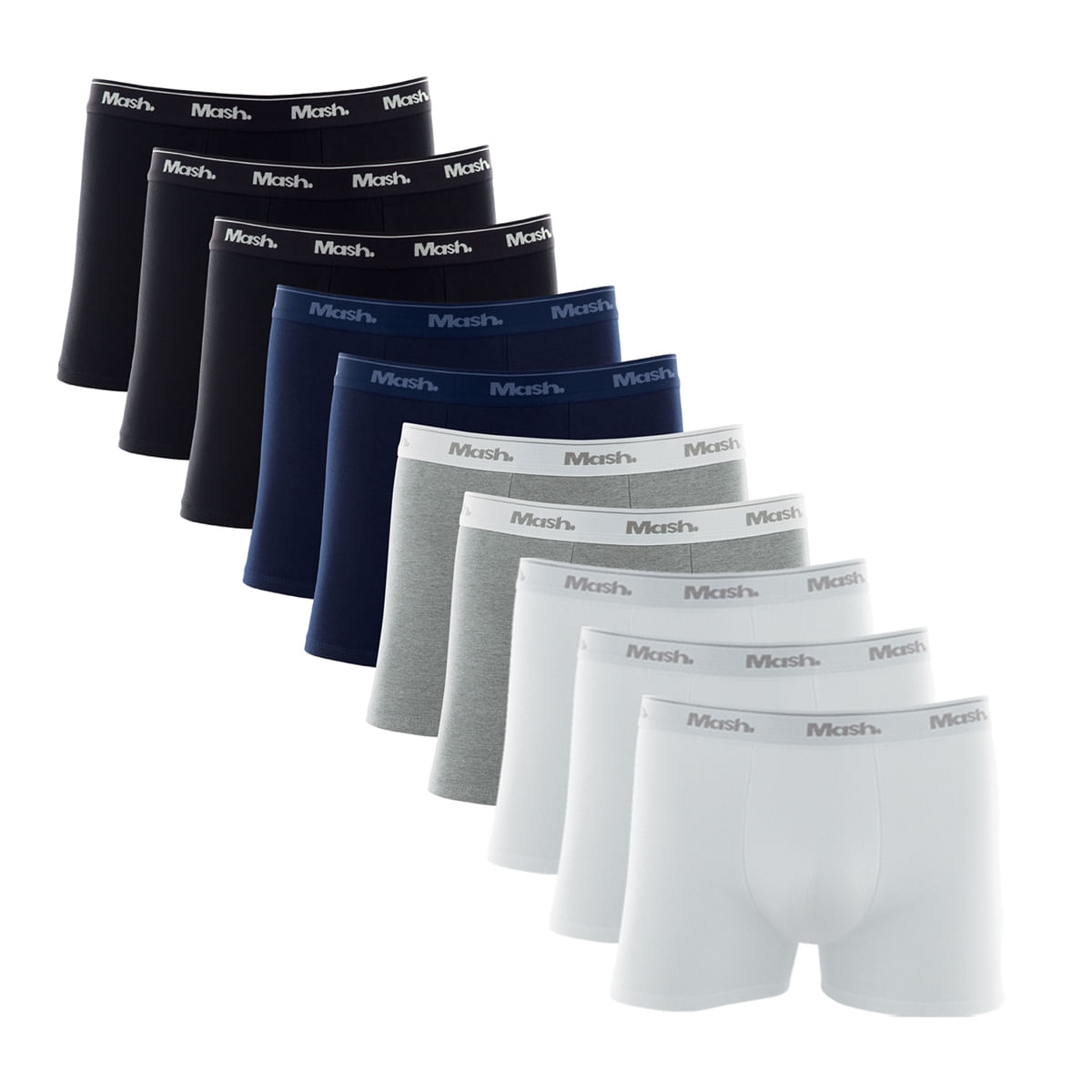 Kit Cueca Boxer Mash 10 Peças Masculina Algodão Elástico Sortido Gg