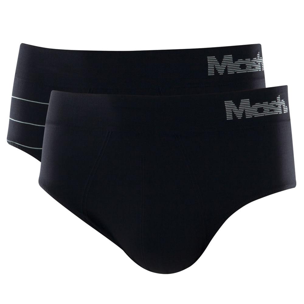 Kit 2 Cuecas Slip Mash Masculina Microfibra Preto 01 M