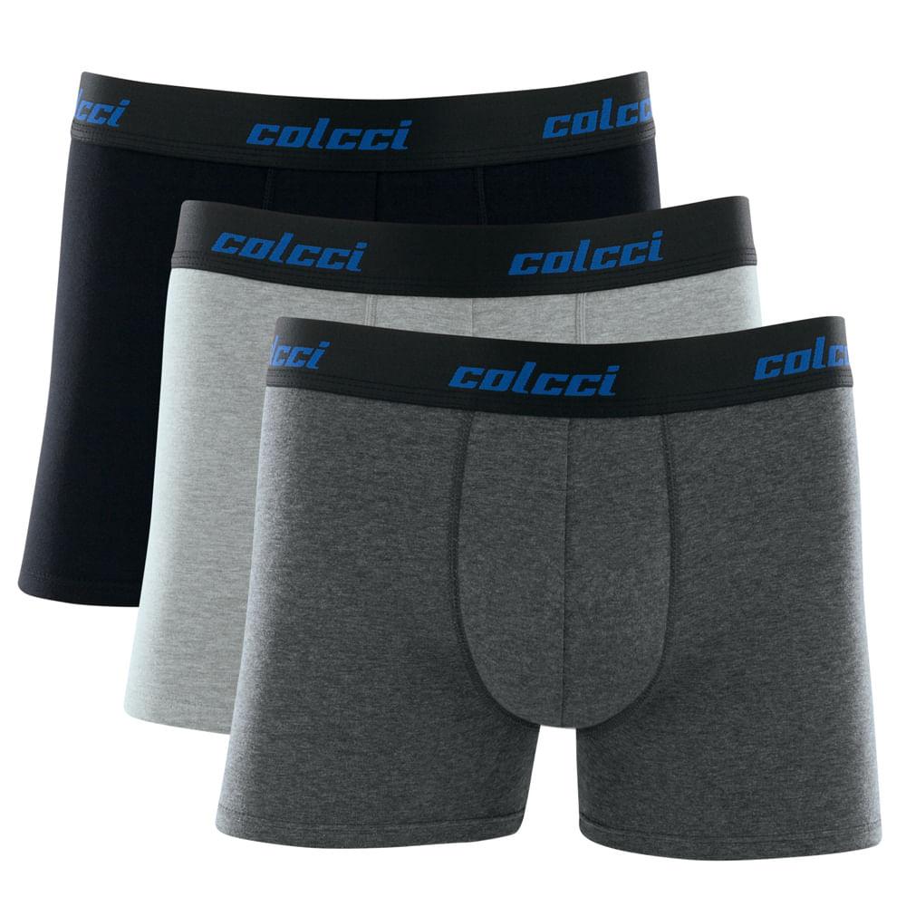 Kit Cueca Boxer Colcci 3 Peças Masculina Algodão Elástico Preto G