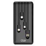 Carregador Portátil (Power Bank) I2GO 10000mAh 4 Em 1 Com Cabos Acoplados (Micro USB, USB-C, Lightning E USB-A) Preto - I2GO Plus